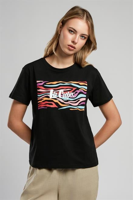 Zebrars Kadın %100 Pamuk O Yaka T-Shirt Siyah