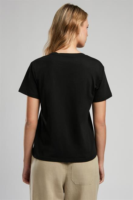 Zebrars Kadın %100 Pamuk O Yaka T-Shirt Siyah