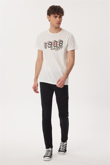 Zeta Erkek %100 Pamuk O Yaka T-Shirt Beyaz