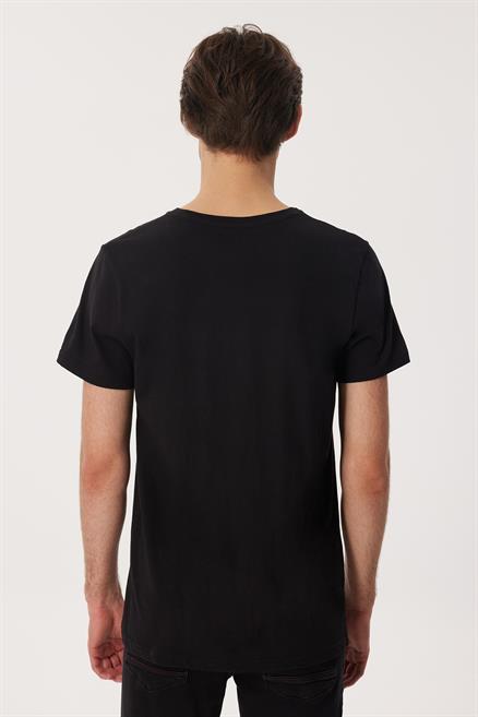 Zeta Erkek %100 Pamuk O Yaka T-Shirt Siyah