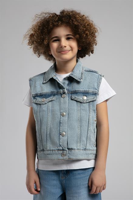 Zion Unisex Çocuk Yelek Denim