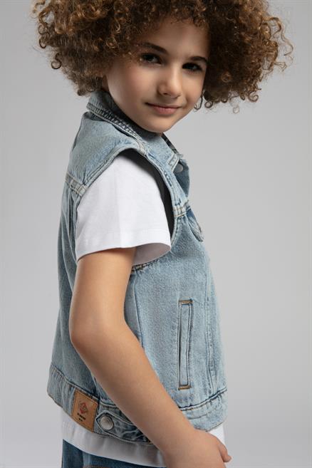 Zion Unisex Çocuk Yelek Denim