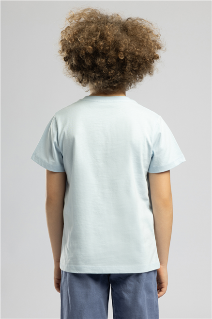 Zumba Erkek Çocuk Baskılı Bisiklet Yaka T-Shirt Mavi