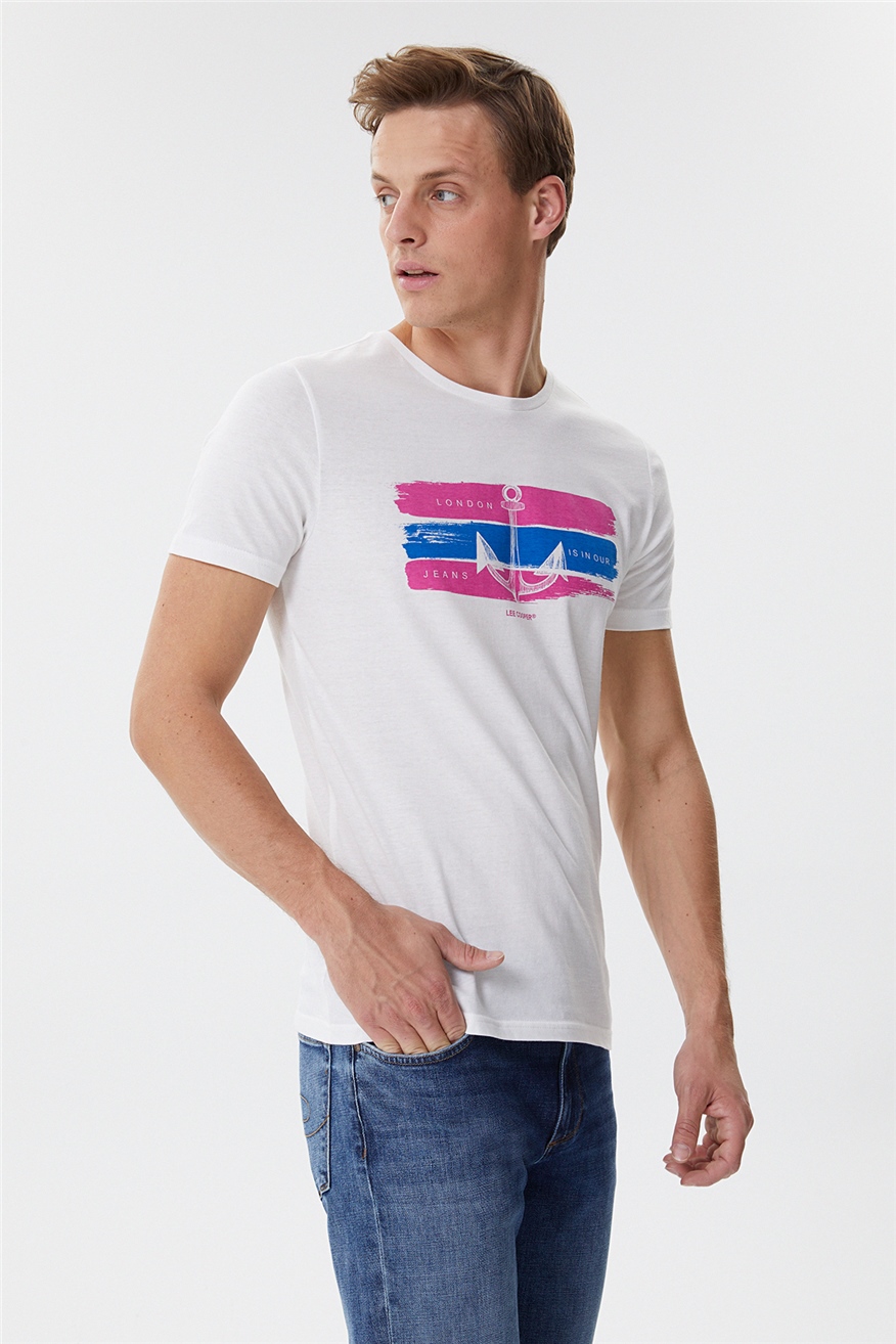 Lee Cooper Anches Erkek Bisiklet Yaka T-Shirt Off White. 3 Lee Cooper Anches Erkek Bisiklet Yaka T-Shirt Off White. 3