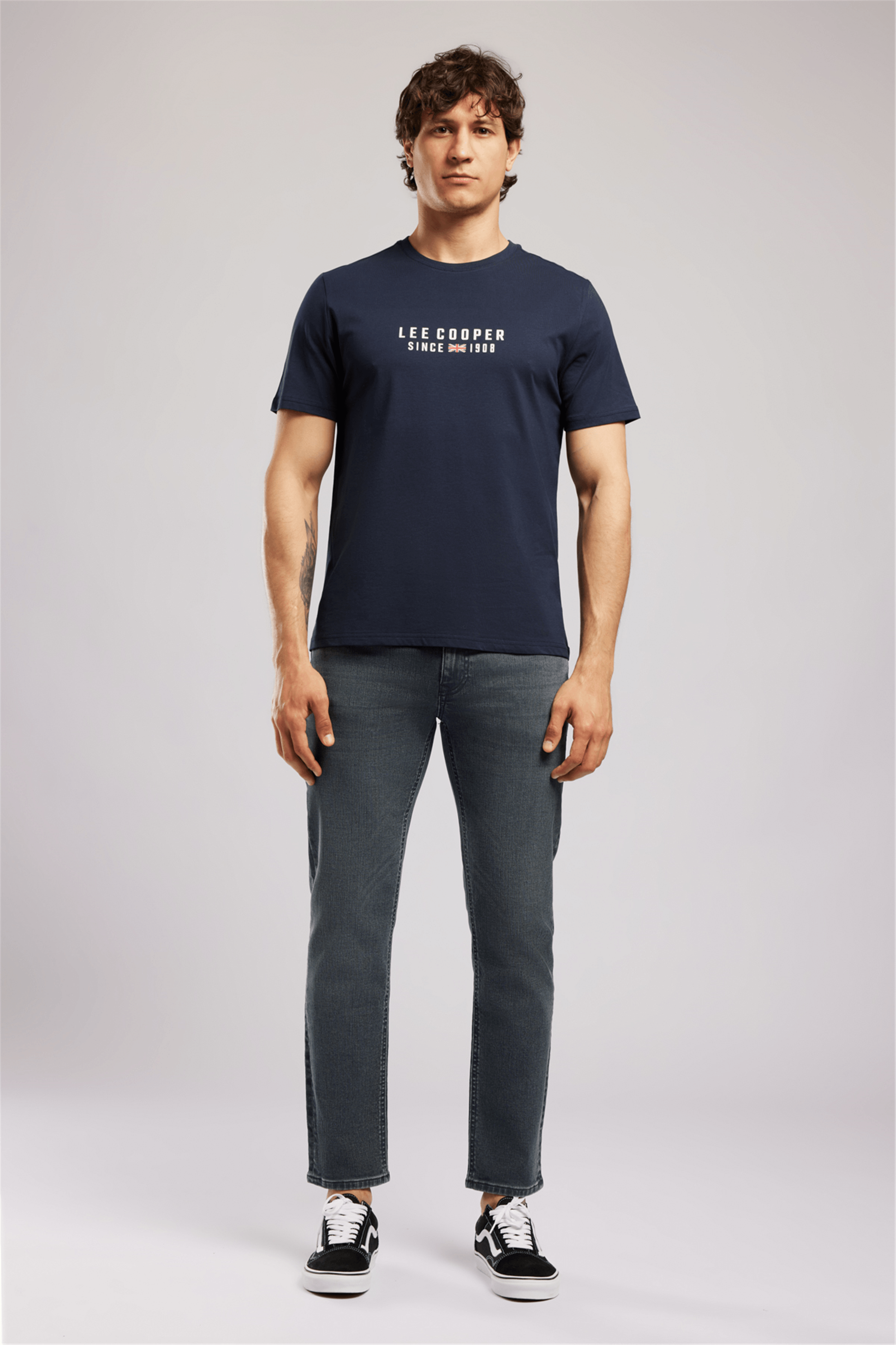 Ansel Erkek Regular Fit %100 Pamuk Baskılı Bisiklet Yaka T-Shirt Mavi