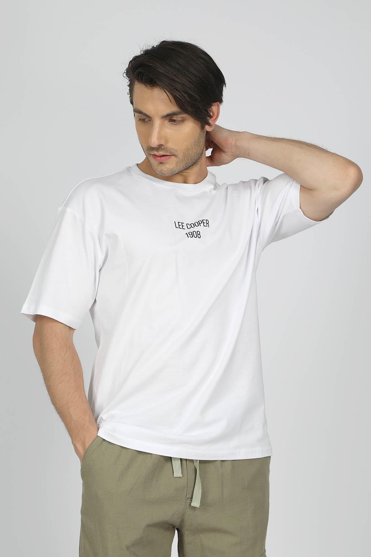 Artaud Erkek %100 Pamuk O Yaka T-Shirt Beyaz