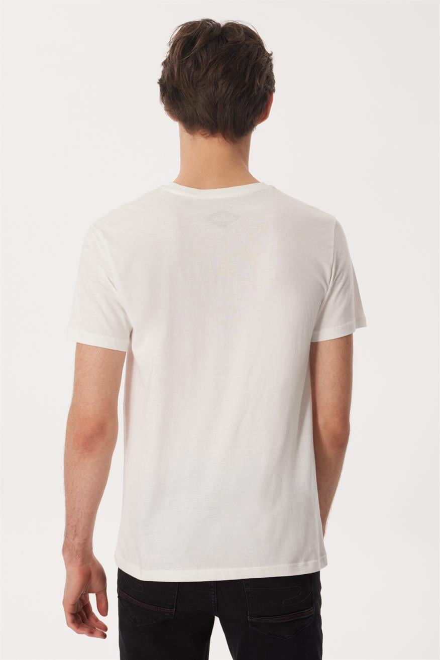Authen Erkek %100 Pamuk O Yaka T-Shirt Beyaz