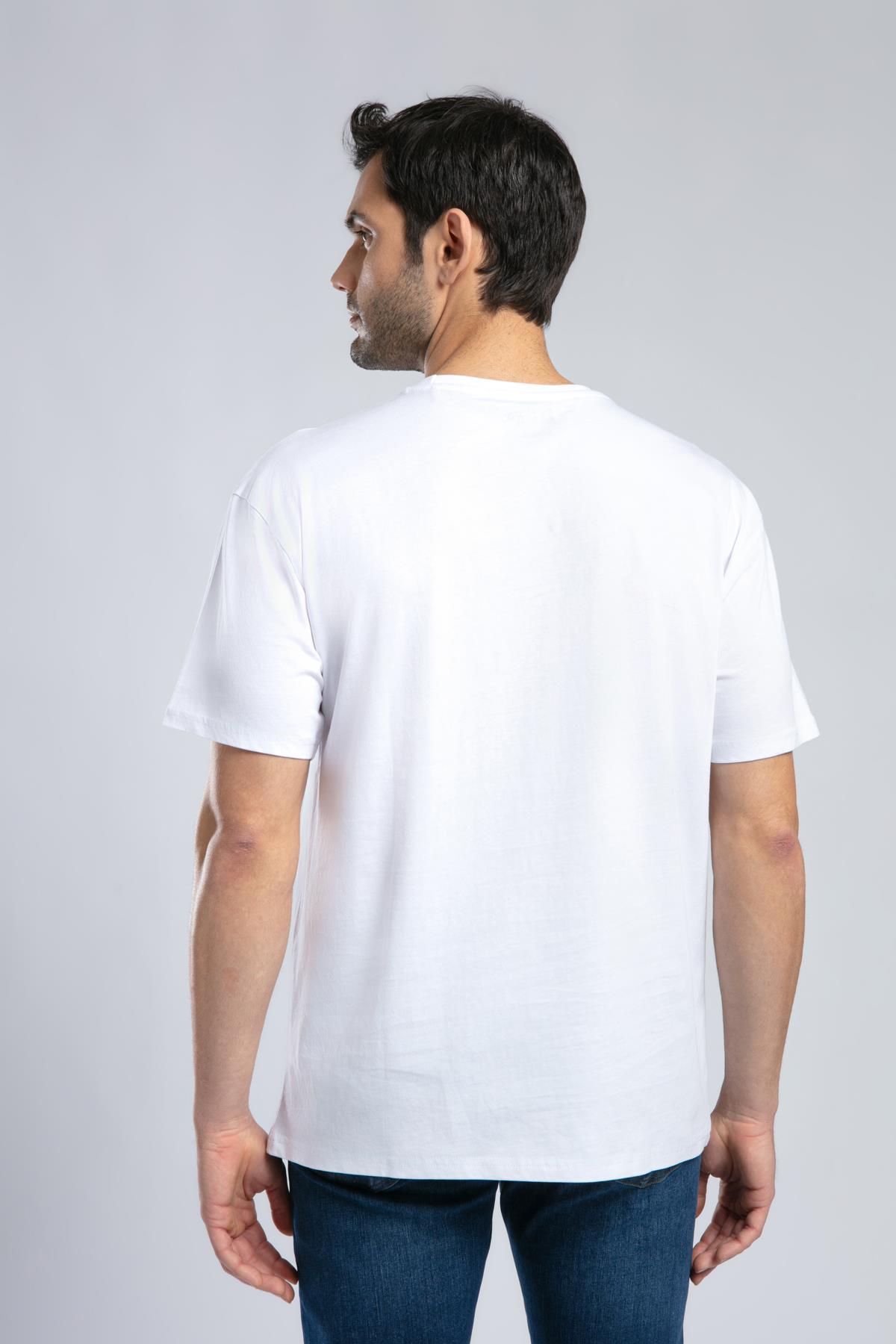 Aylex Erkek %100 Pamuk O Yaka T-Shirt Beyaz