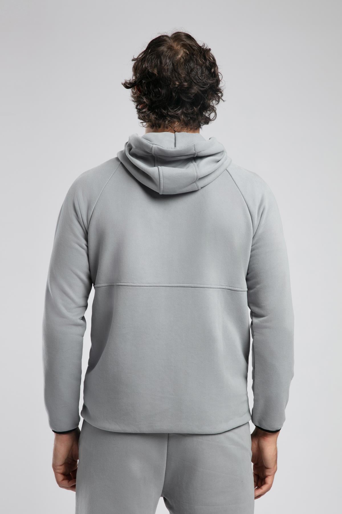 Barry Erkek Kapüşonlu Fermuarlı Sweatshirt Gri