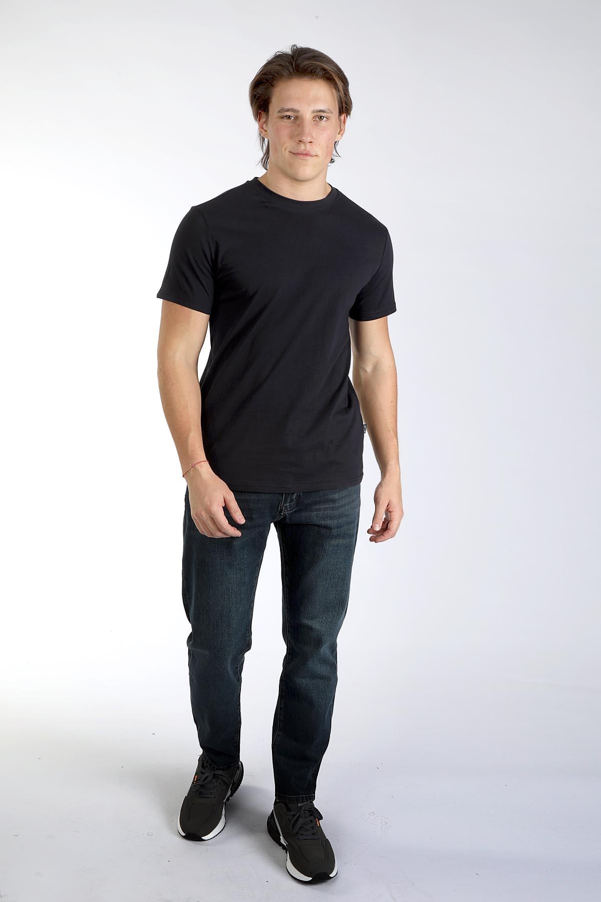 Baselo Erkek %100 Pamuk O Yaka T-Shirt Lacivert