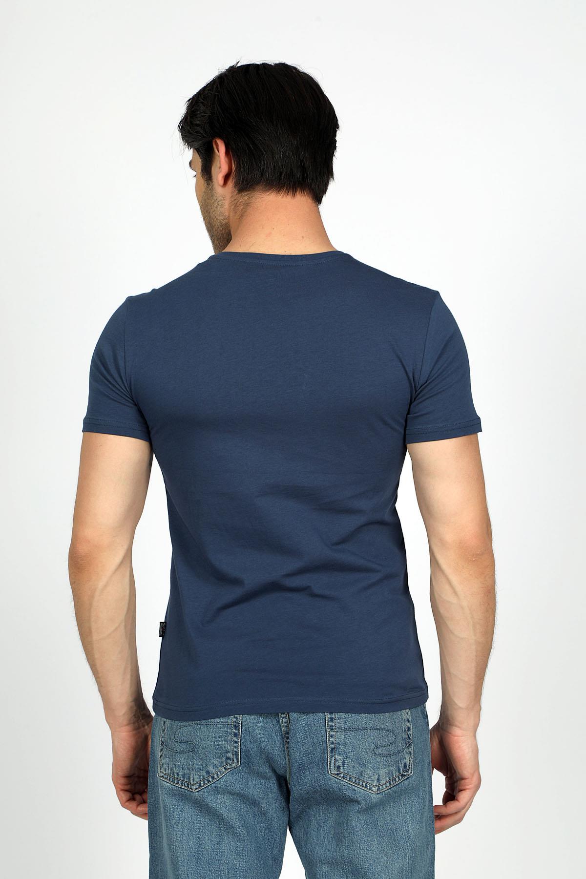Bernt Erkek O Yaka T-Shırt İndigo