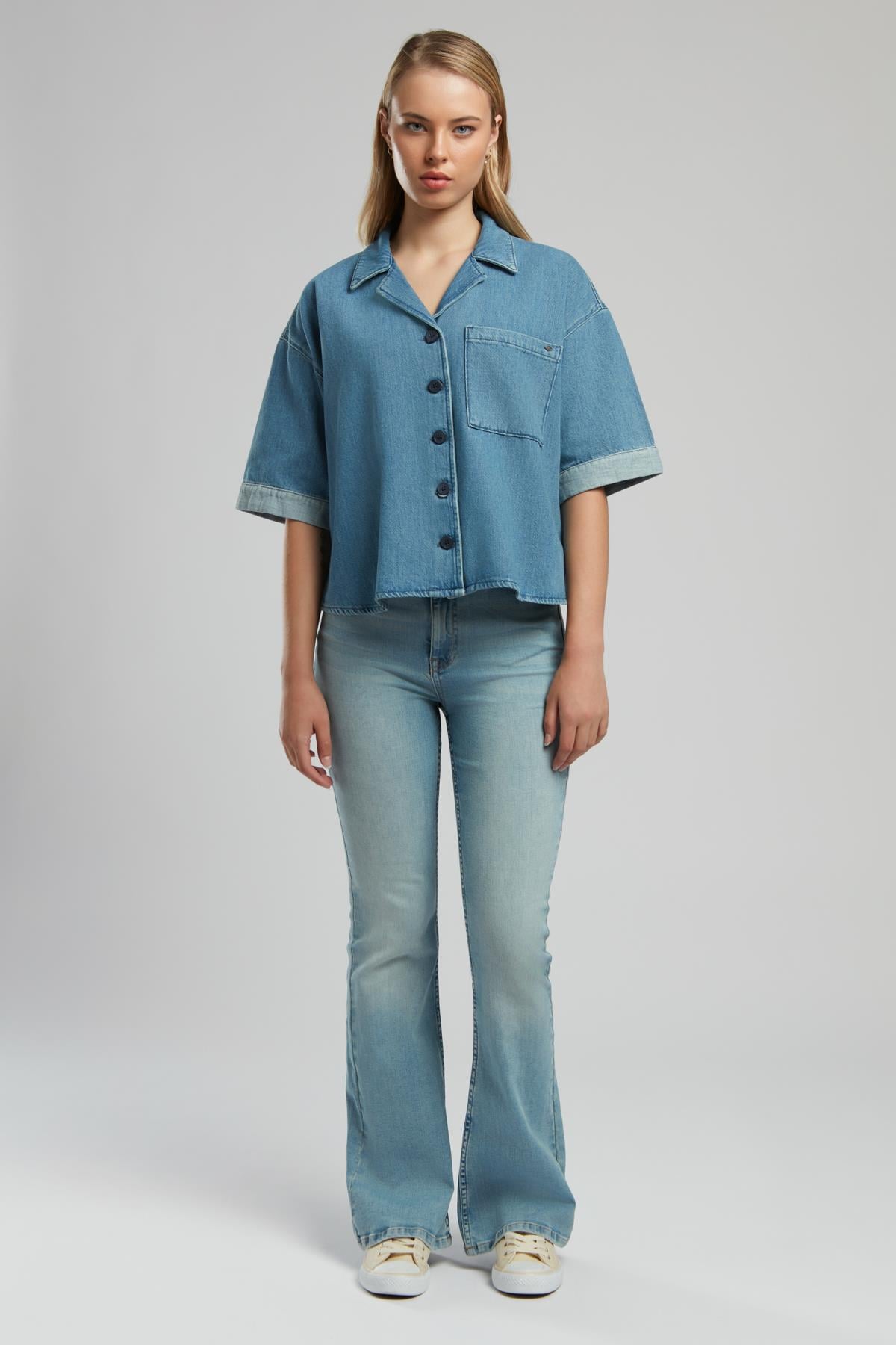 Boho Kadın Jean Gömlek