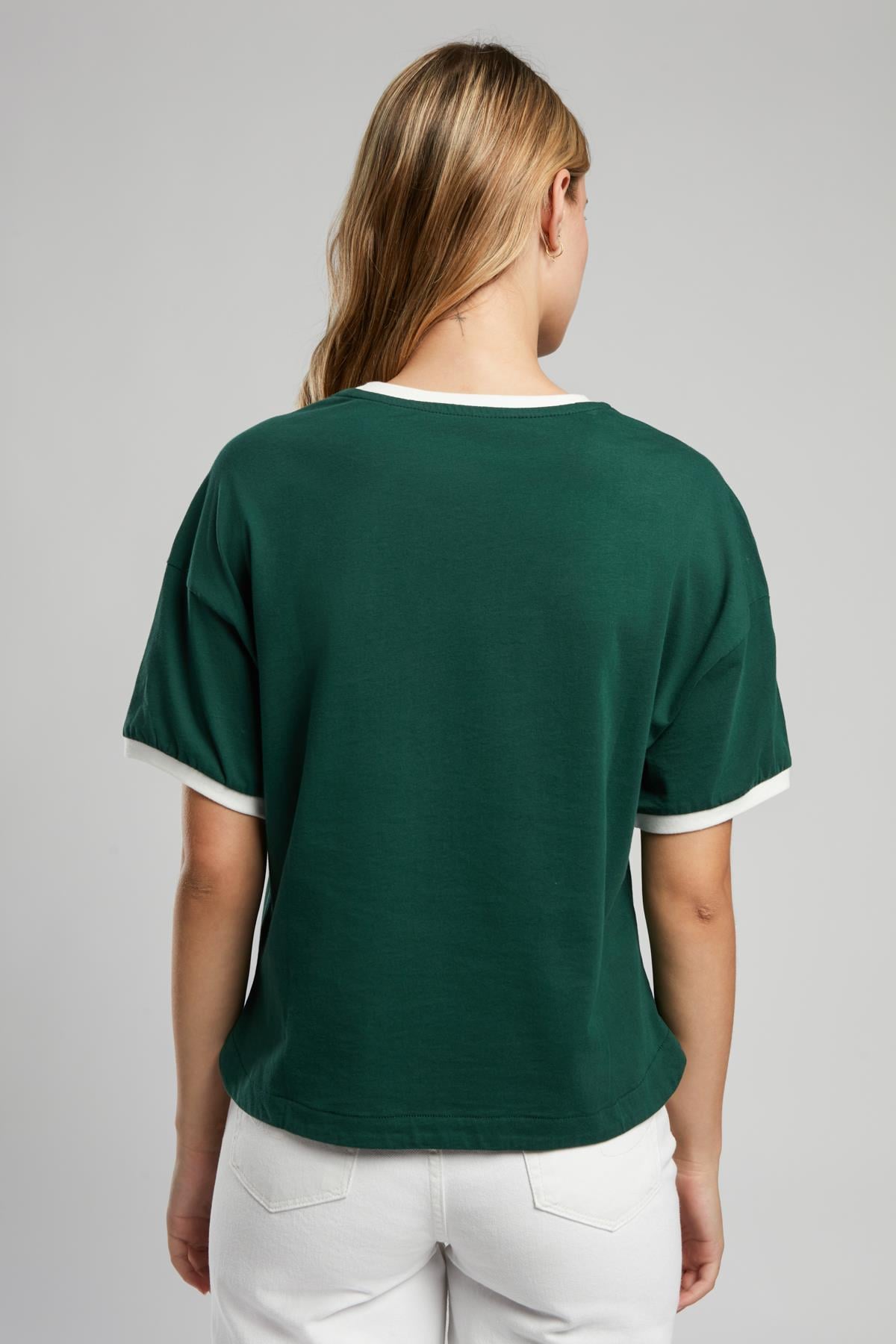 Briana Kadın %100 Pamuk O Yaka T-Shirt Zümrüt