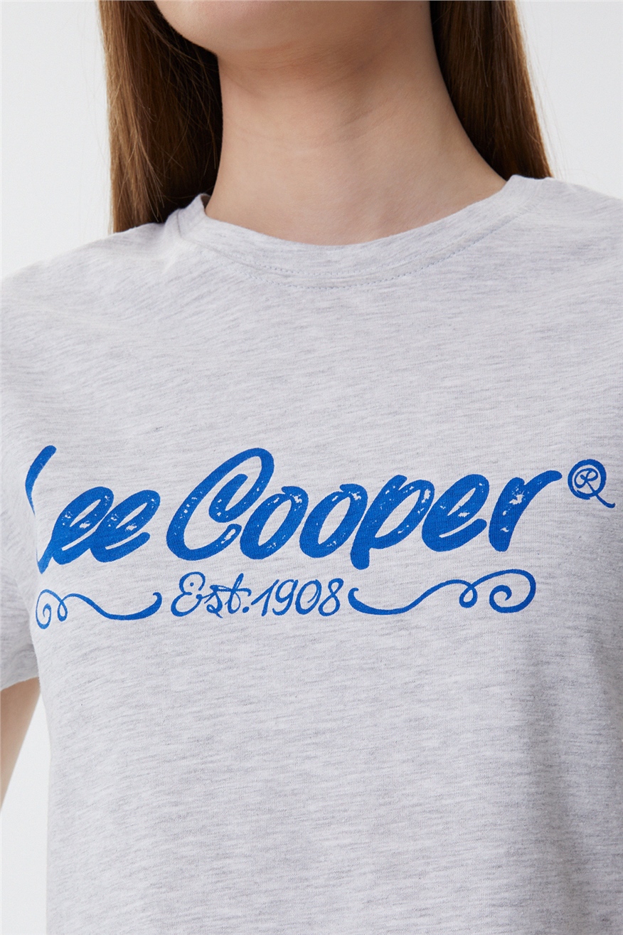 Lee Cooper Britney Kadın Bisiklet Yaka T-Shirt Beyaz. 5