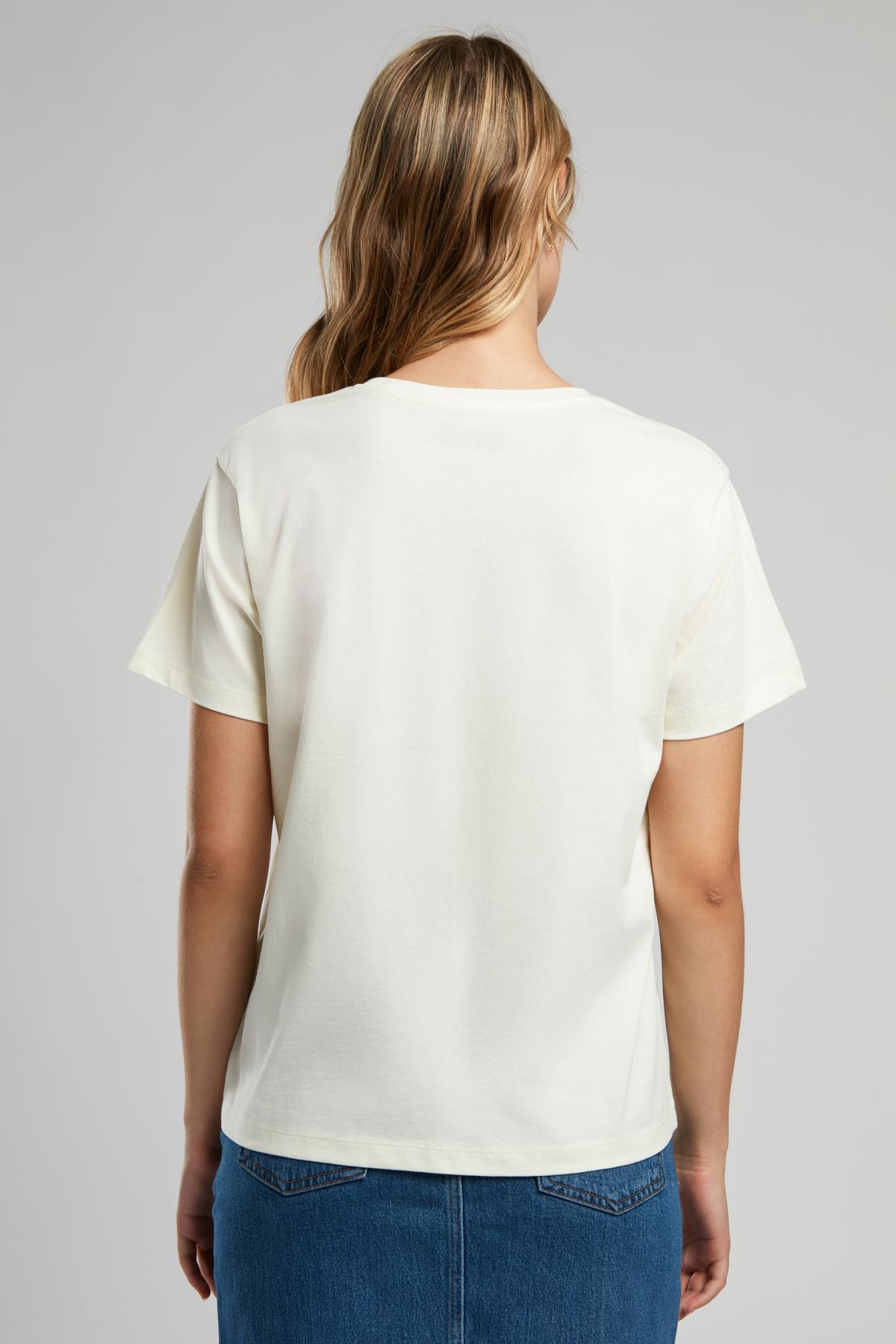 Butterfly Kadın O Yaka T-Shirt Açık Sari