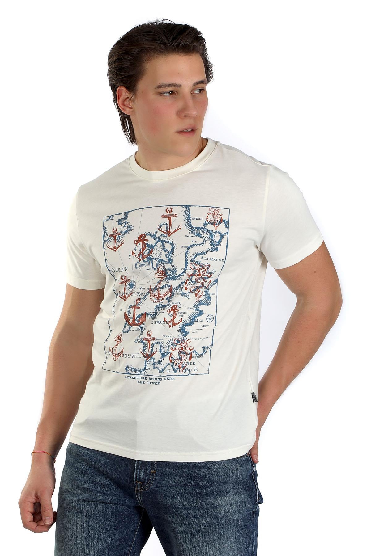 Capela Erkek %100 Pamuk O Yaka T-Shirt Ekru