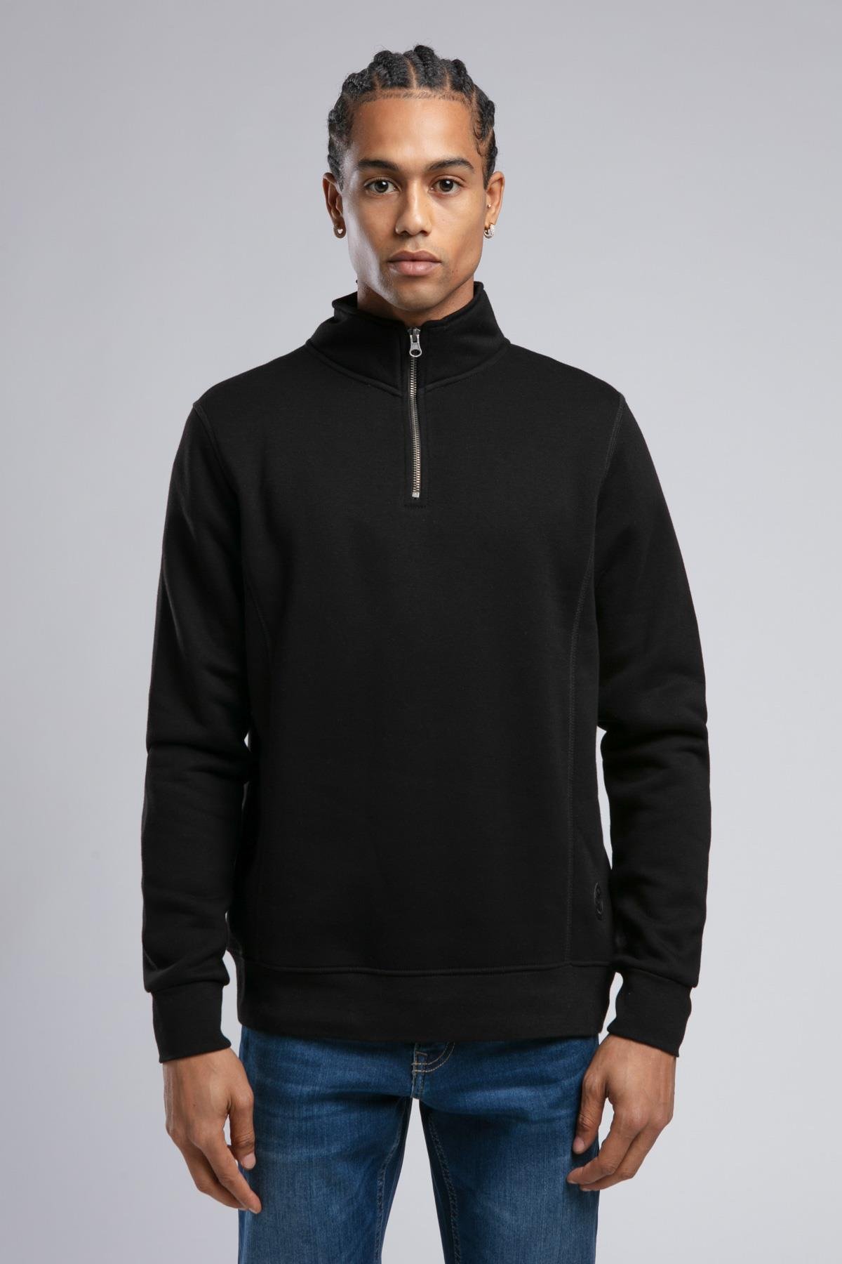 Ceaser Erkek Dik Yaka Sweatshirt Siyah