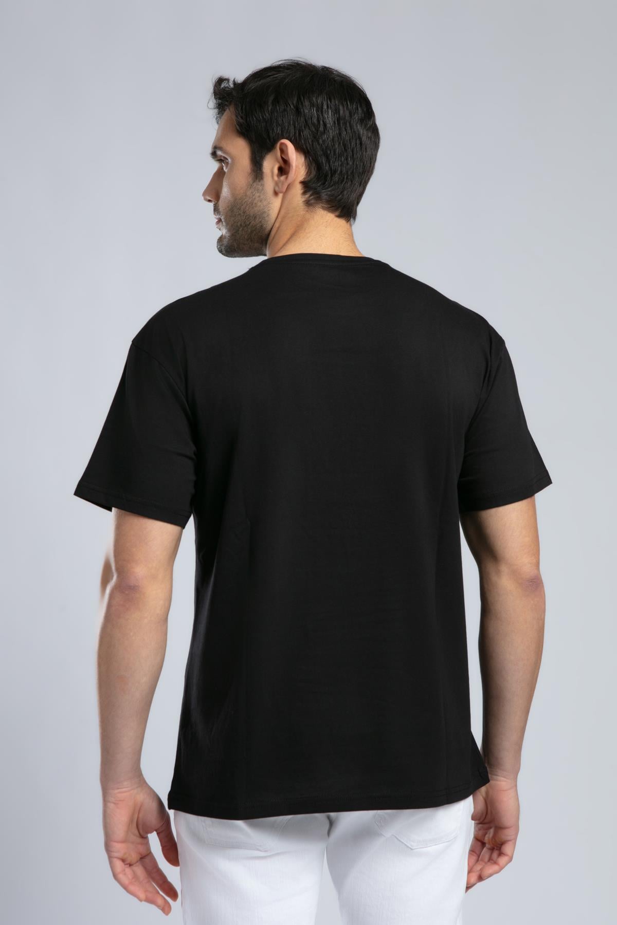 Clifford Erkek %100 Pamuk O Yaka T-Shirt Siyah