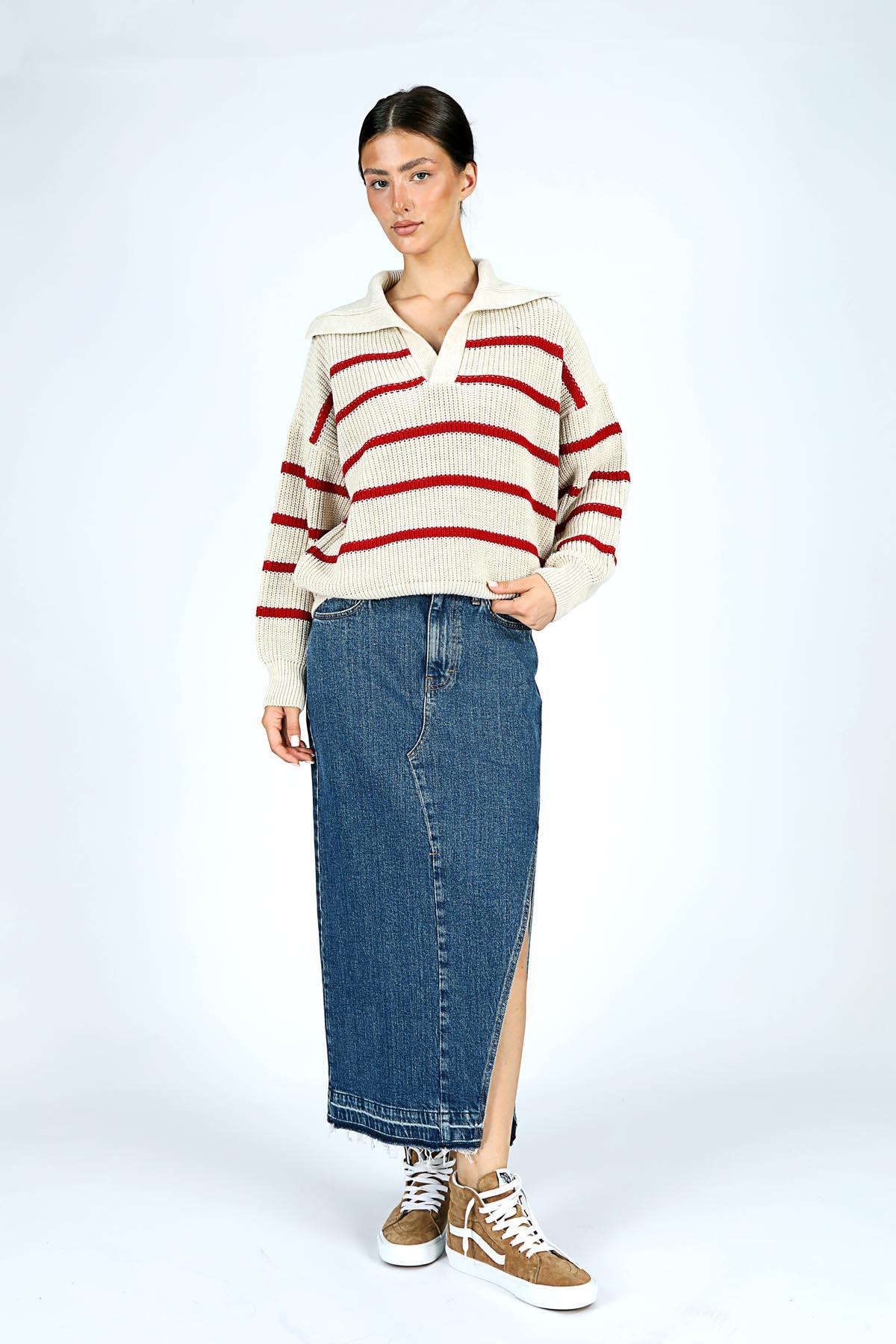 COP KADIN POLO YAKA TRİKO KAZAK