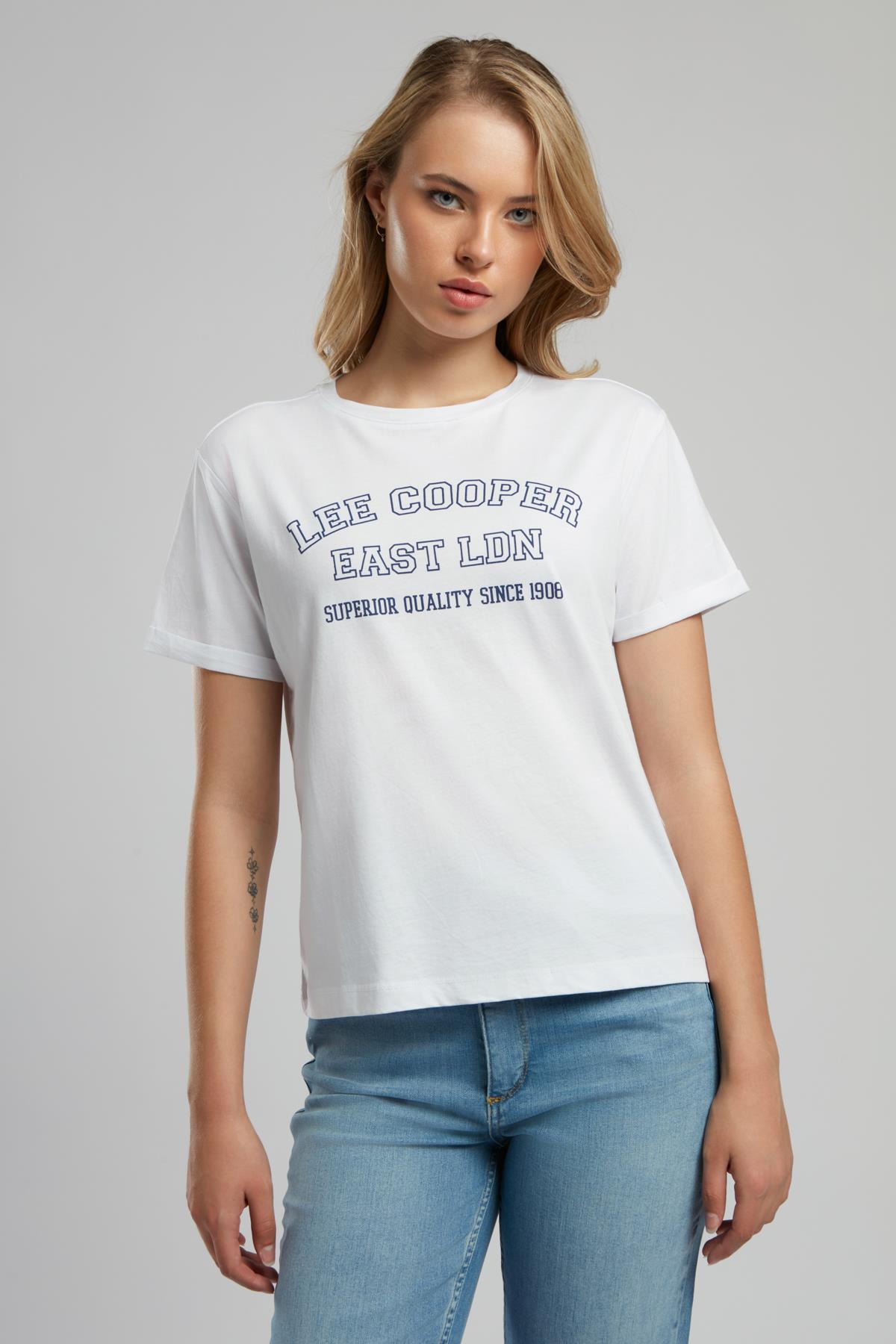 Cosep Kadın %100 Pamuk O Yaka T-Shirt Beyaz