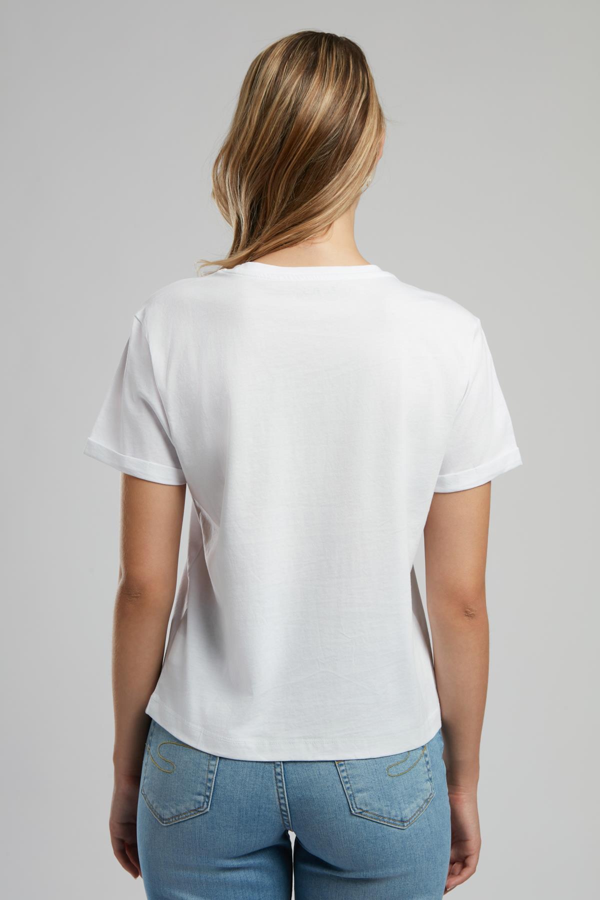 Cosep Kadın %100 Pamuk O Yaka T-Shirt Beyaz