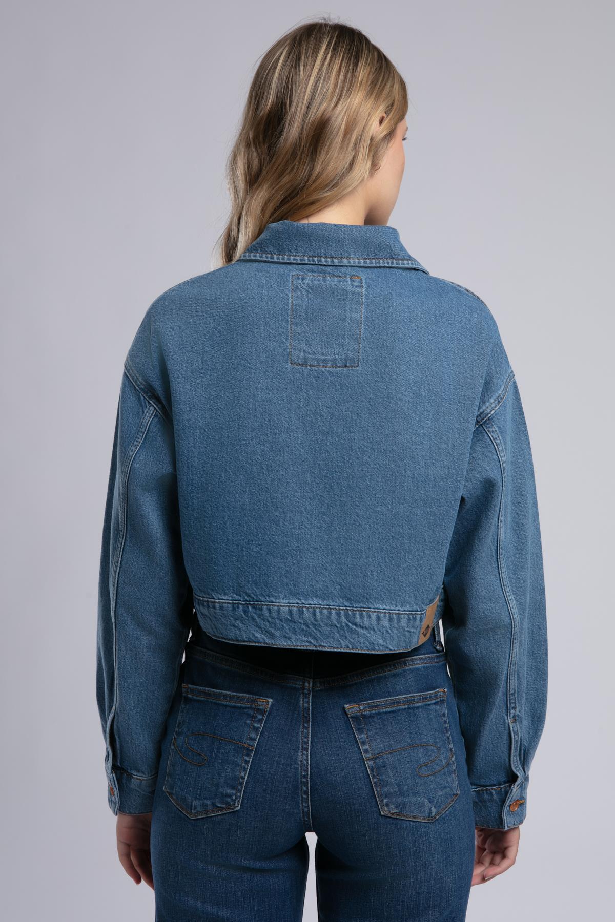 Crop Kadın Jean Ceket Denim