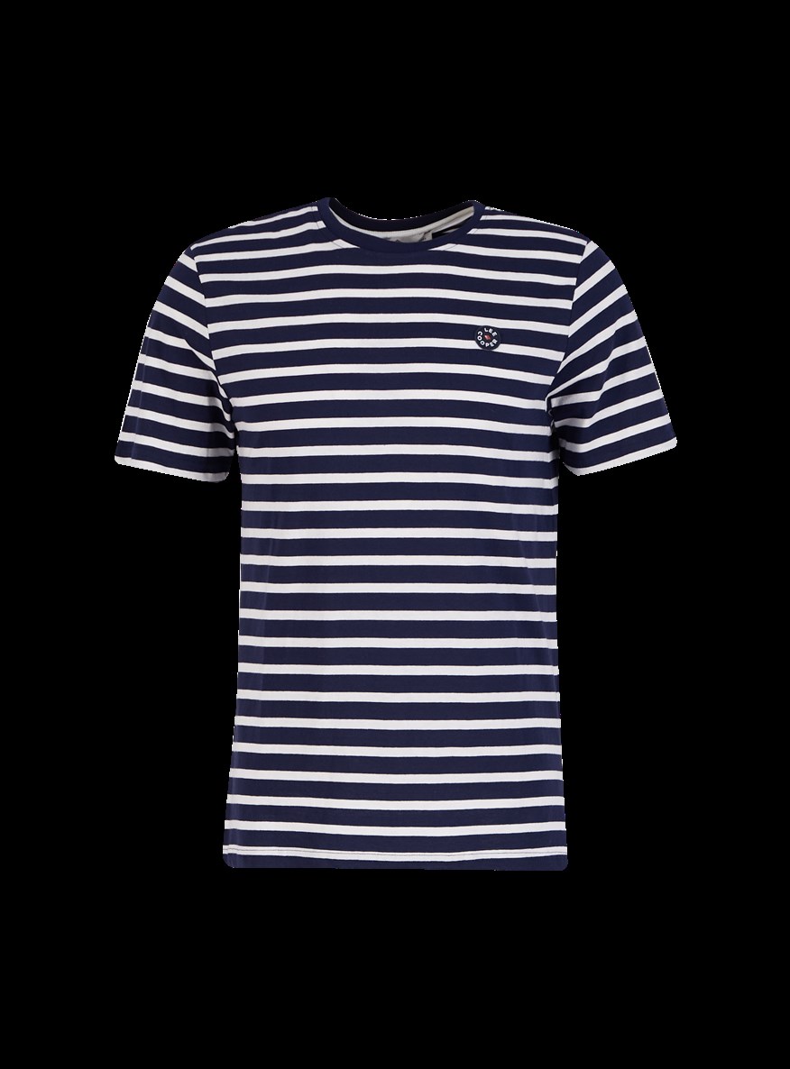 Davies Erkek Bisiklet Yaka T-Shirt Lacivert Çizgili