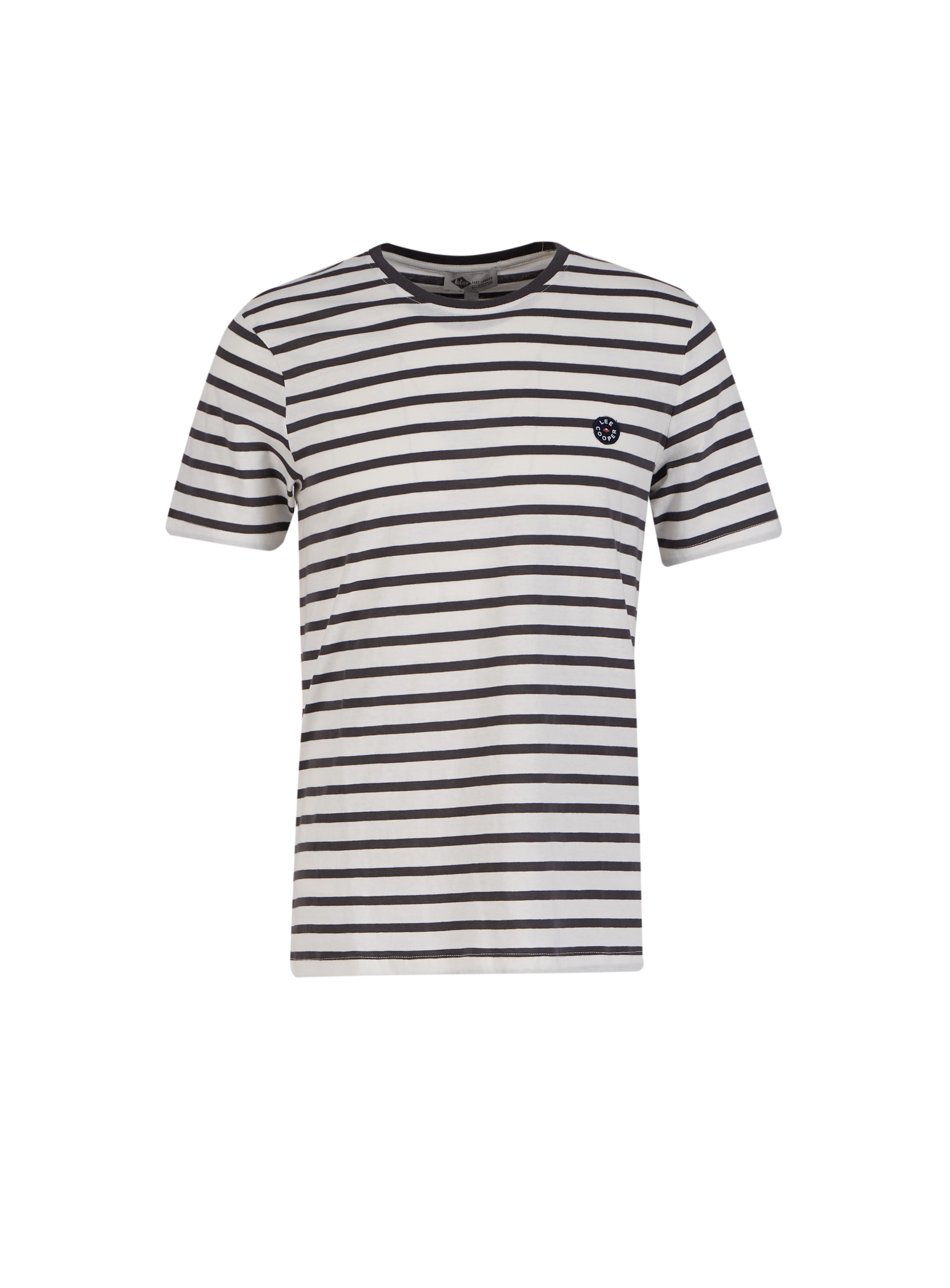 Davies Erkek Bisiklet Yaka T-Shirt Off White Çizgili