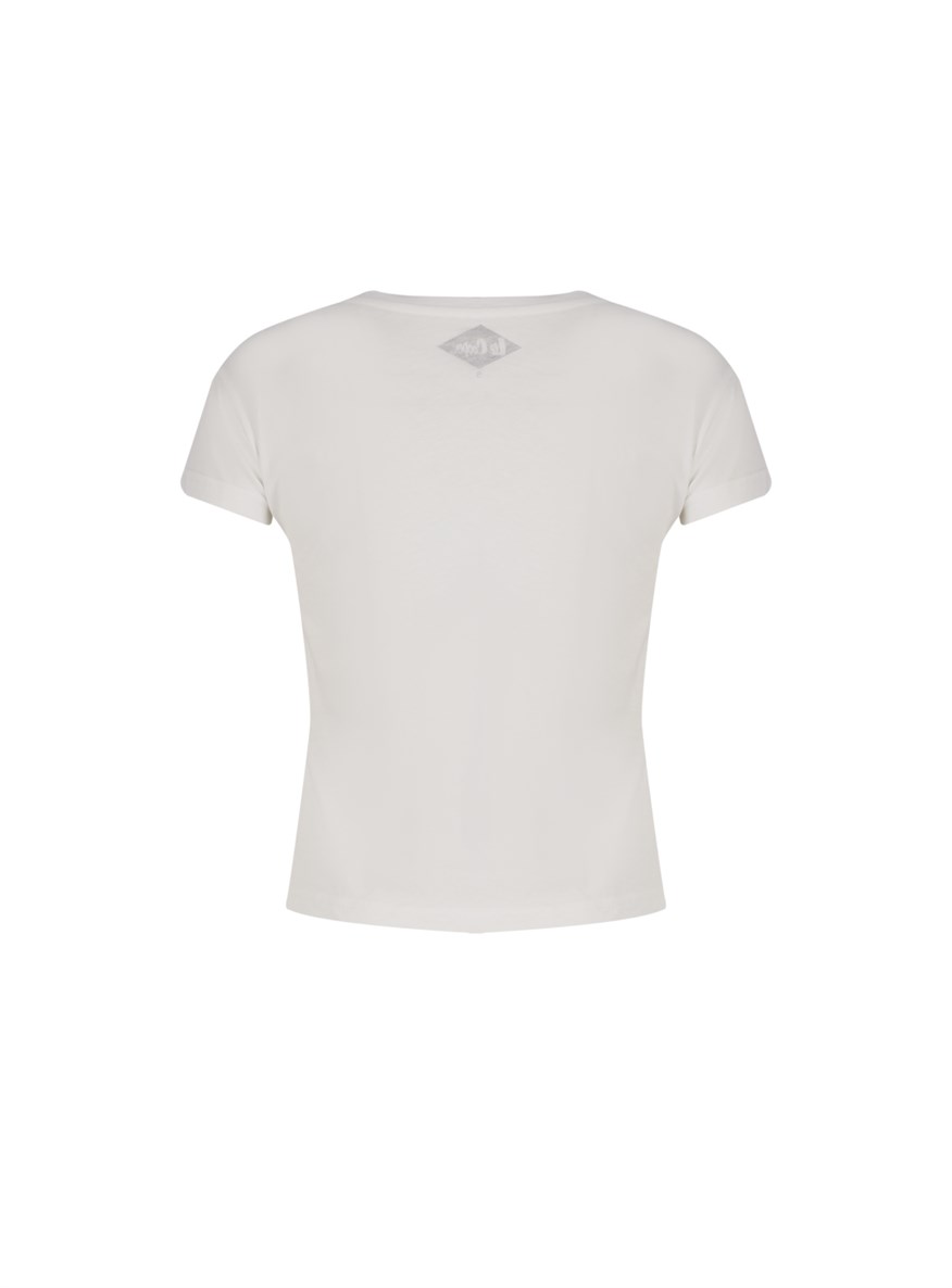 Lee Cooper Della Kadın Bisiklet Yaka T-Shirt Off White. 1