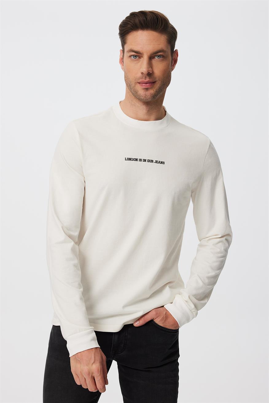 Deny Erkek U.Kol T-Shırt Kırık Beyaz 