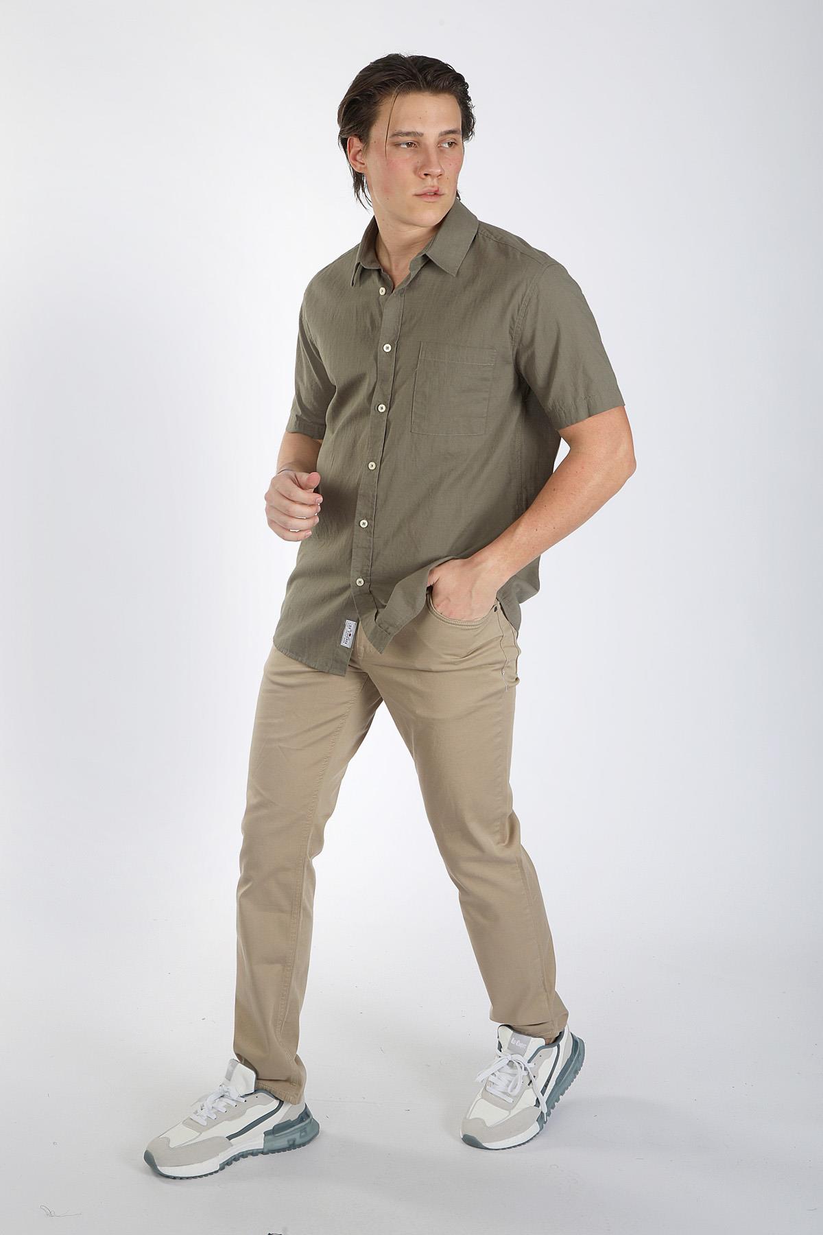 Desola Erkek K.Kol Dokuma Gömlek Haki