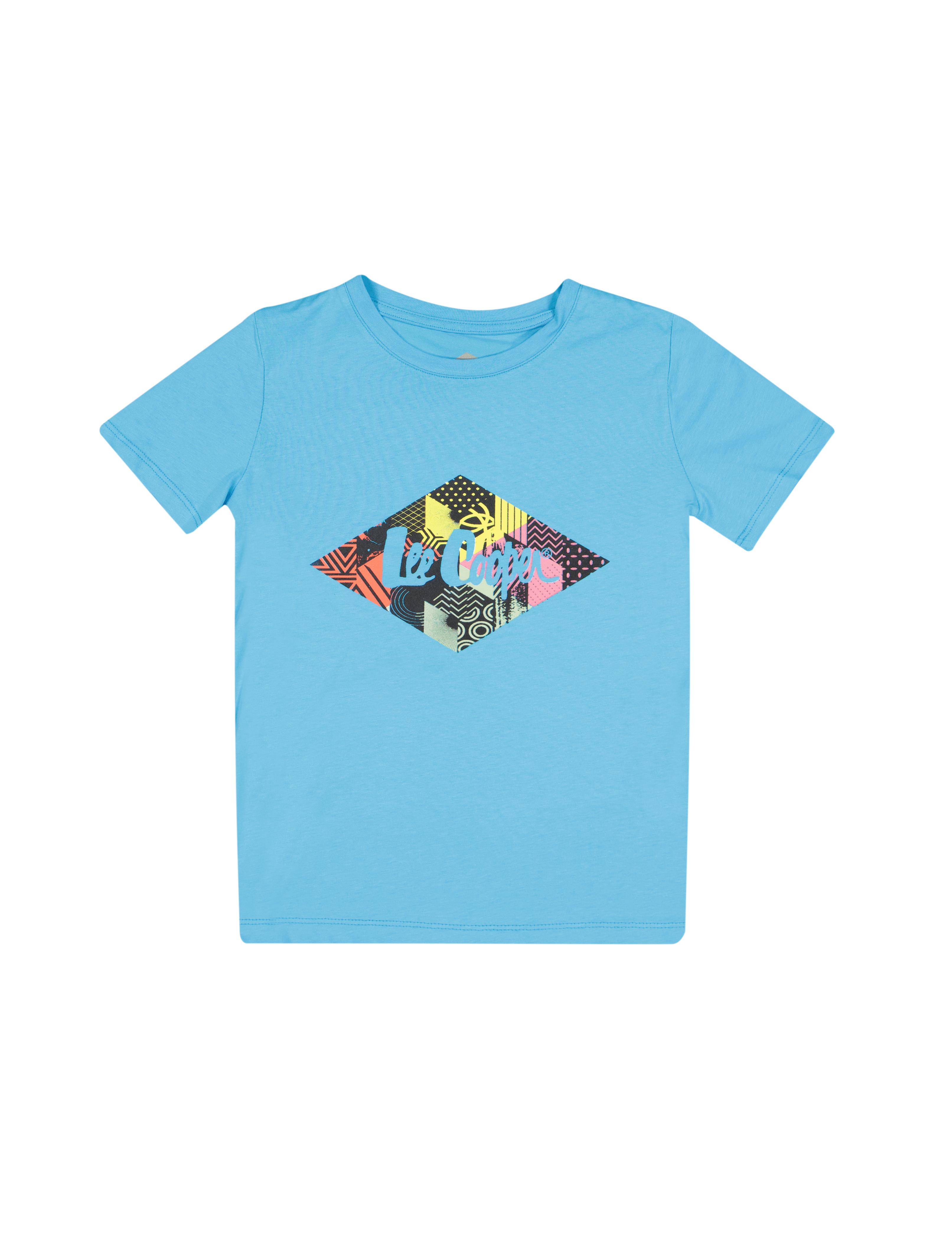 Diamond Logo Erkek Çocuk Bisiklet Yaka T-Shirt Turkuaz