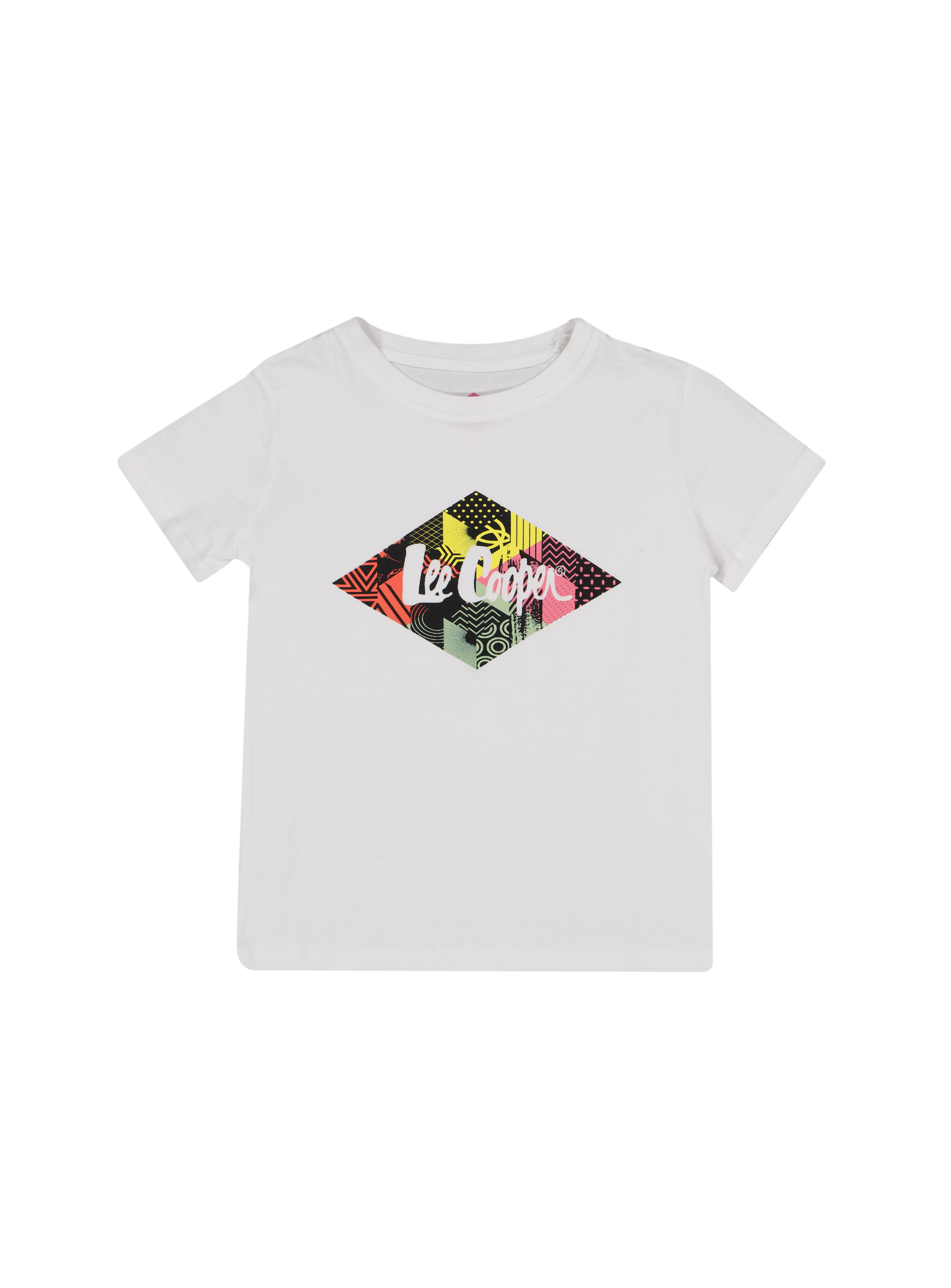 Diamond Logo Erkek Çocuk Bisiklet Yaka T-Shirt Beyaz