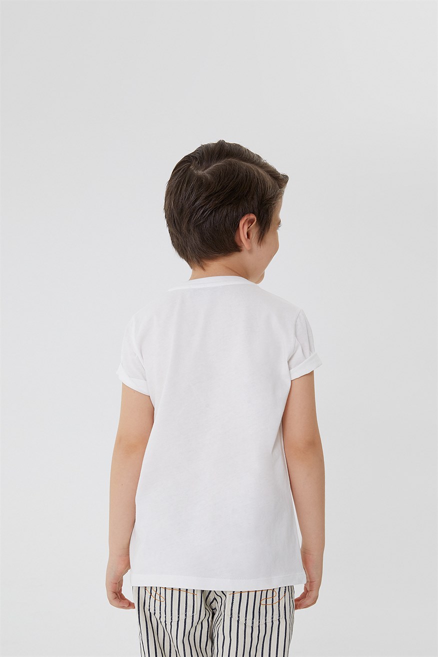 Drawinglogo Unisex Çocuk O Yaka T-Shirt Beyaz