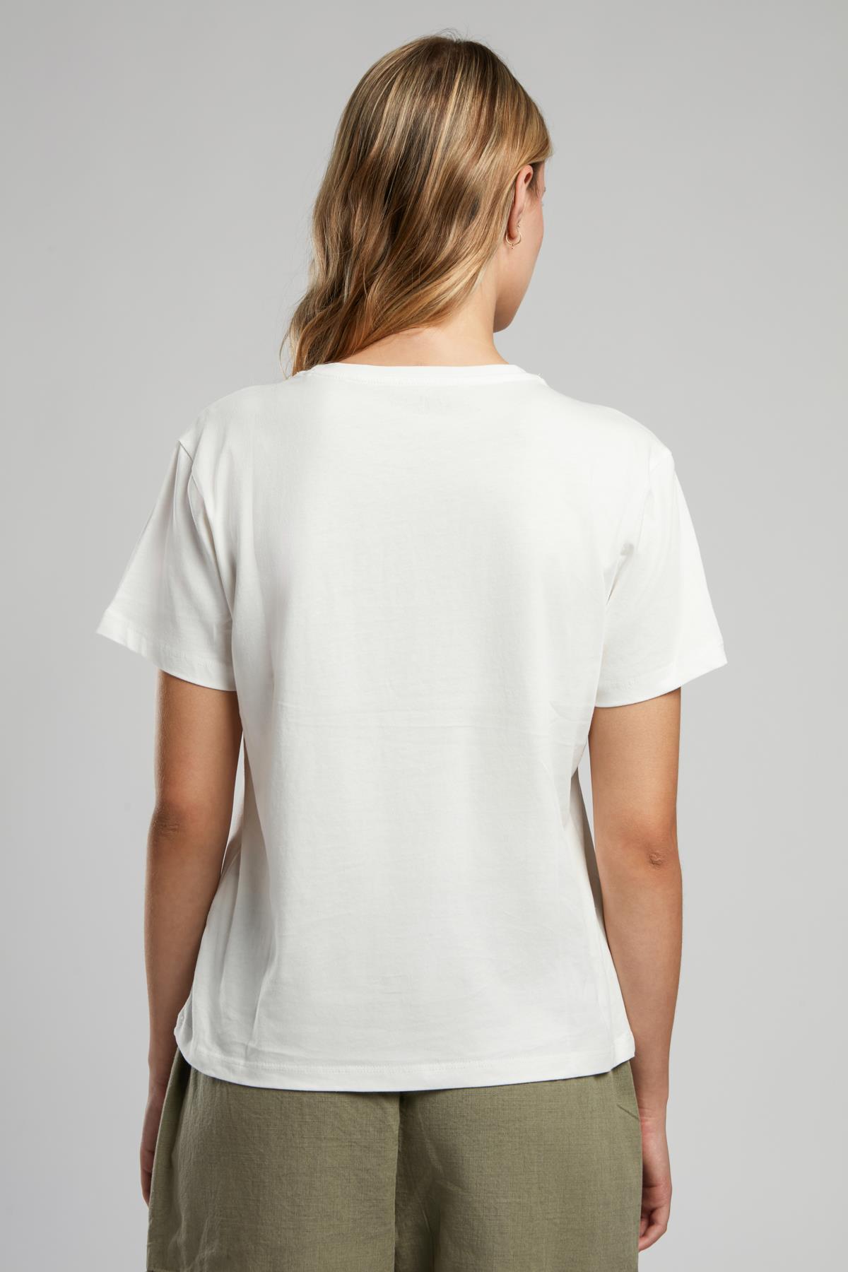East Kadın %100 Pamuk O Yaka T-Shirt Ekru