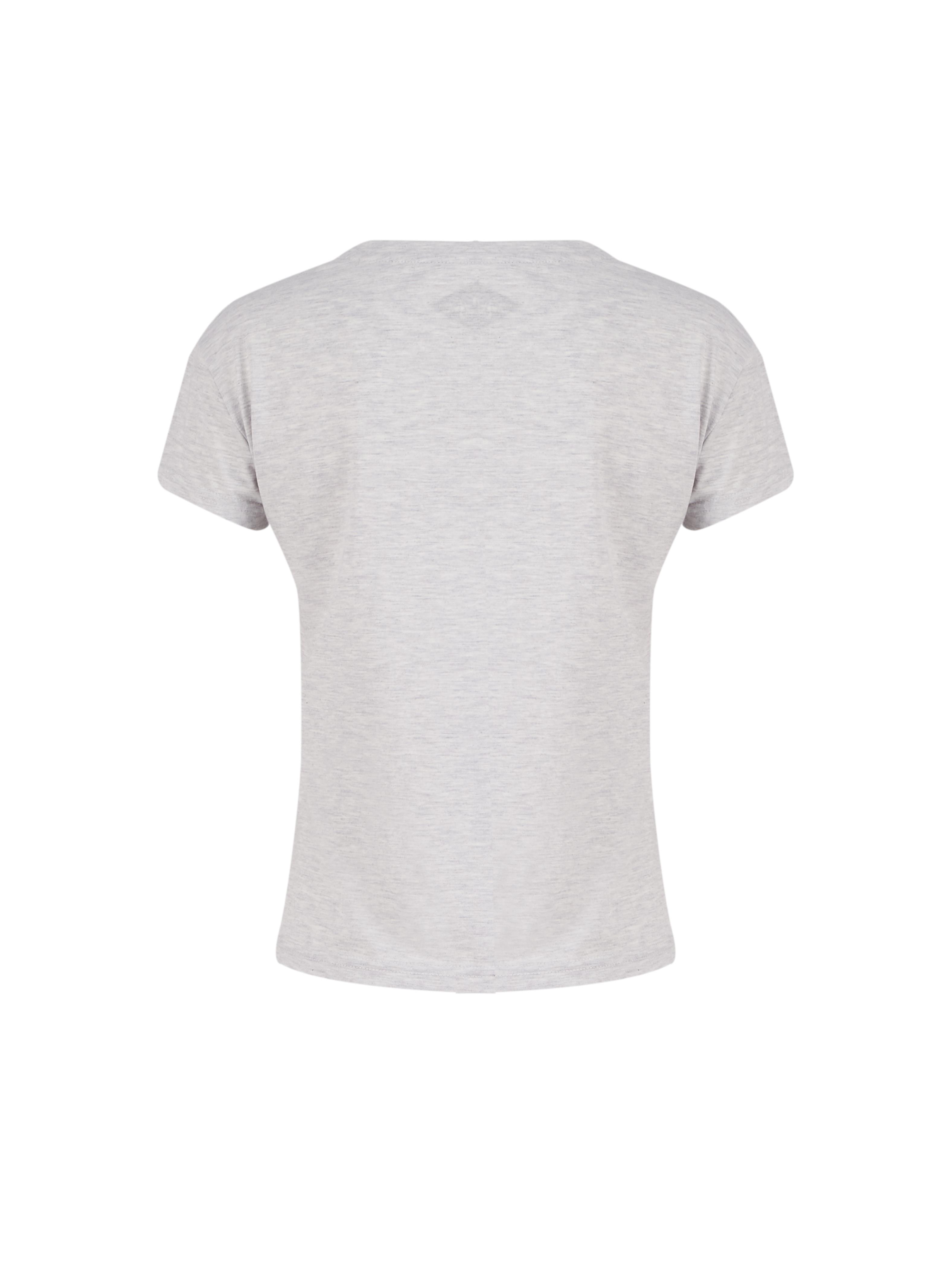 Elisa Kadın %100 Pamuk Bisiklet Yaka T-Shirt Gri Melanj