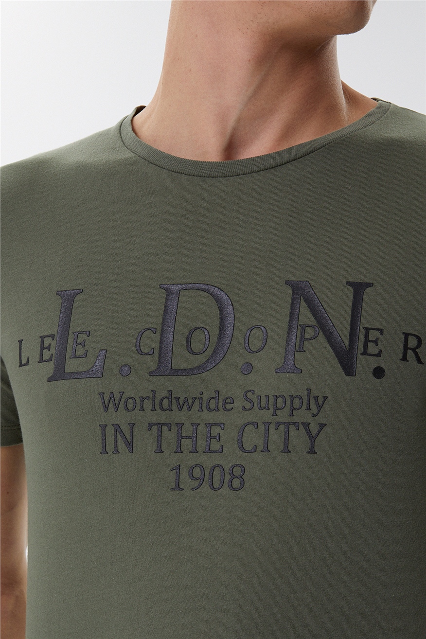 Lee Cooper Ellery Erkek Bisiklet Yaka T-Shirt Olive. 5
