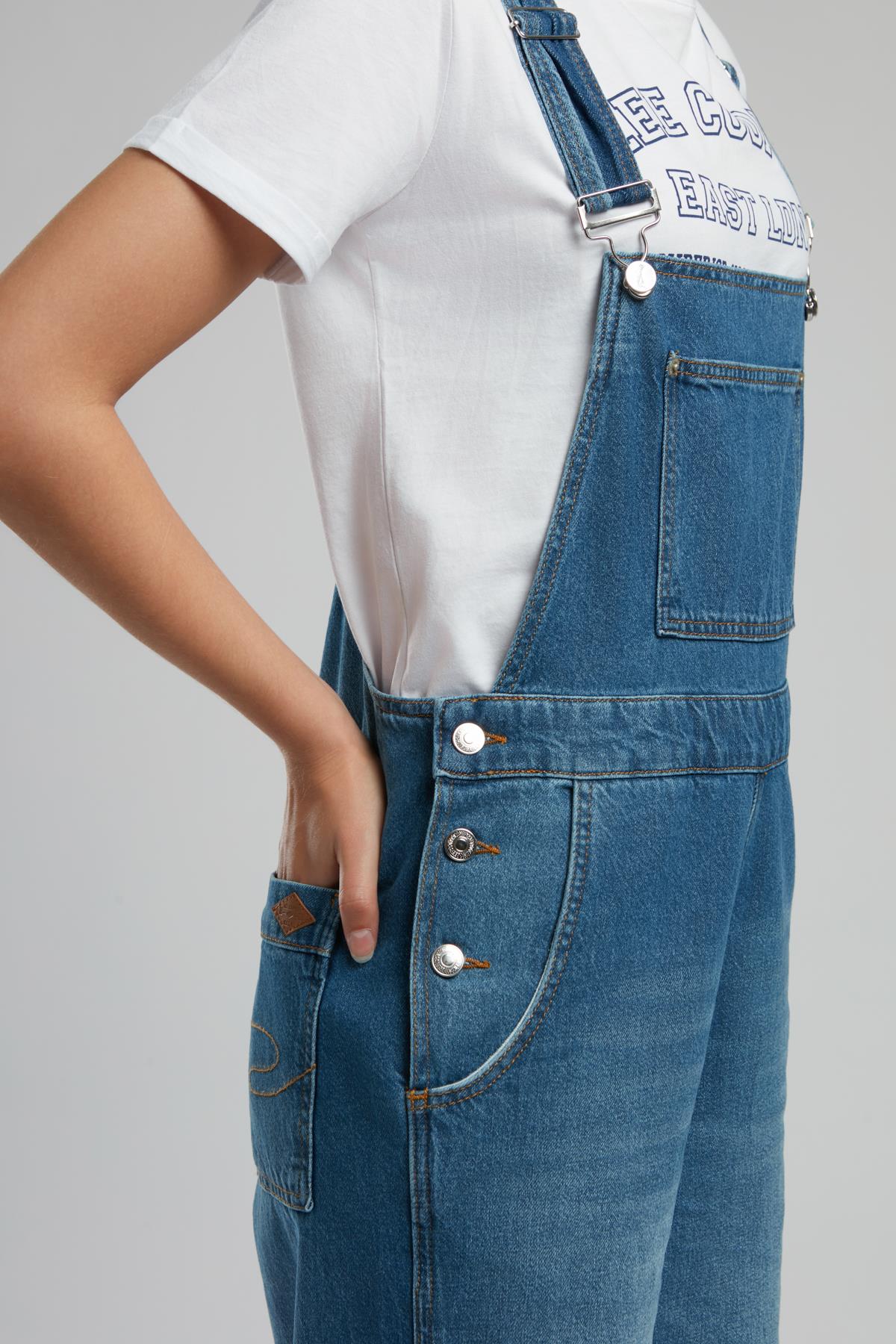 Flowers Kadın Jean Salopet Denim