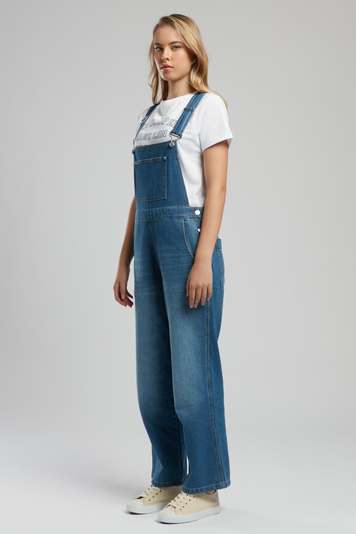 Flowers Kadın Jean Salopet Denim