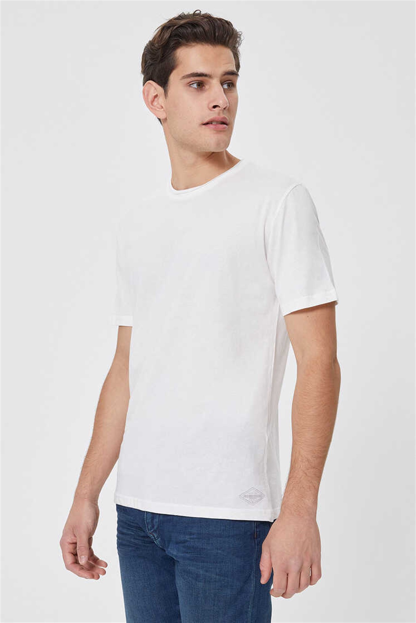 Gael Erkek Bisiklet Yaka T-Shirt Kirik Beyaz - Lee Cooper