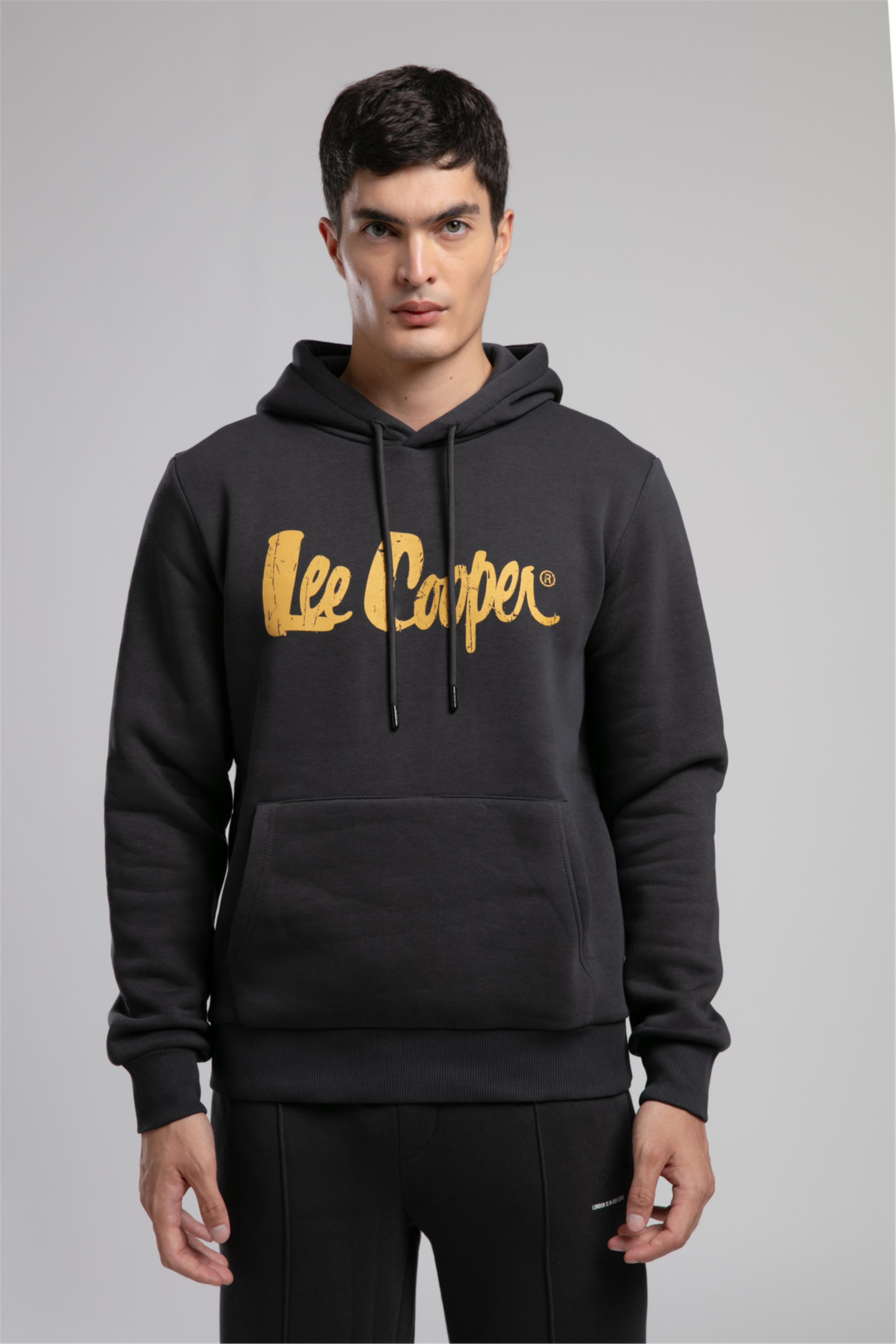 Greg Erkek Kapüşonlu Sweatshirt Gri - Lee Cooper Türkiye
