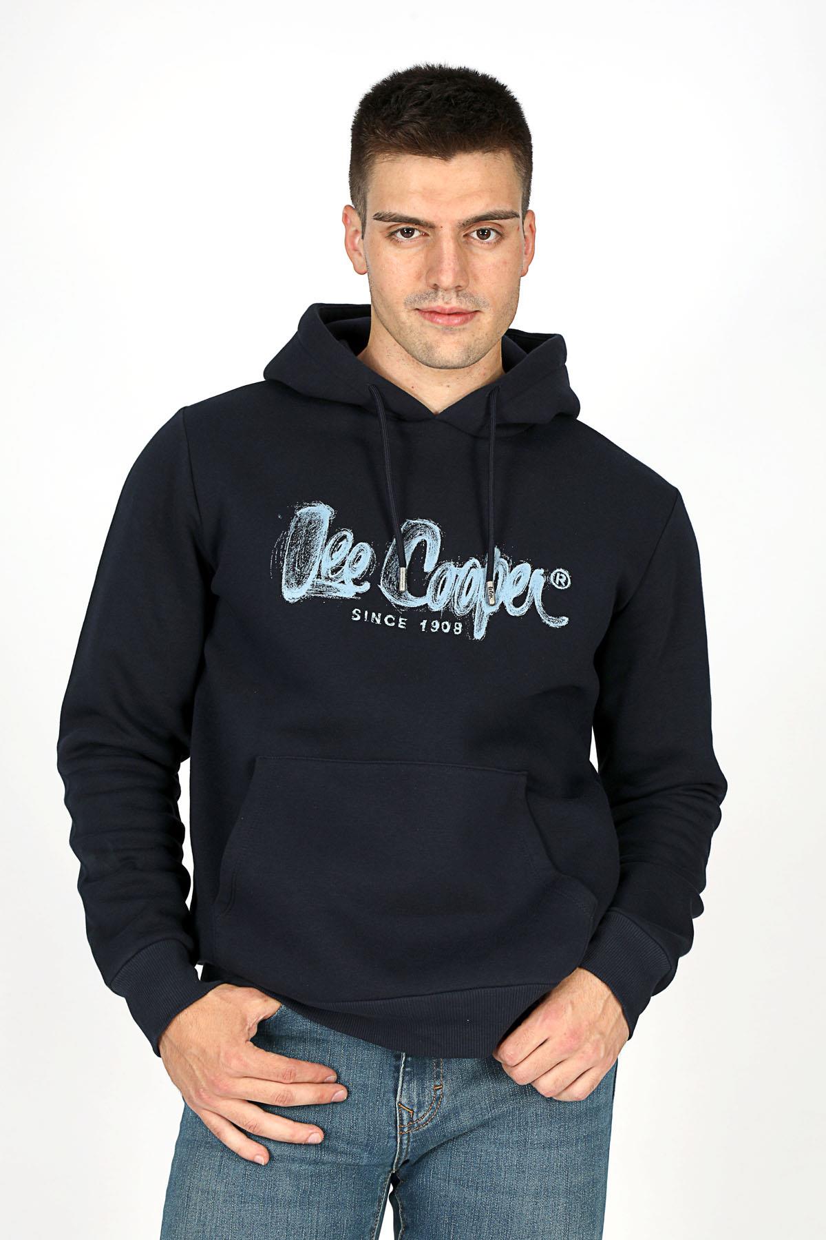Gregory Erkek Kapüşonlu Sweatshirt Lacivert - Lee Cooper Türkiye