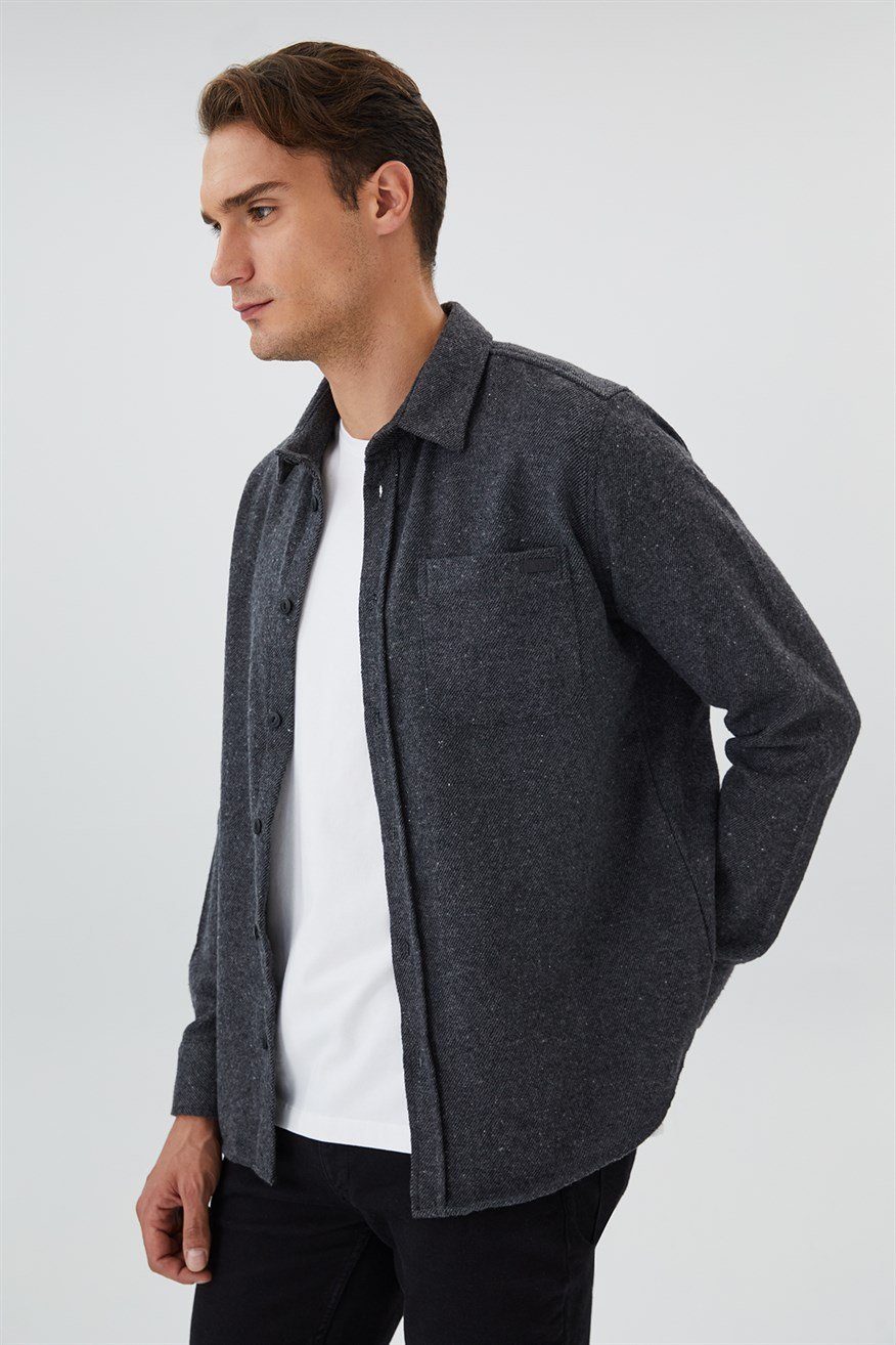 Harold Erkek Dokuma Uzun Kol Gömlek Antrasit