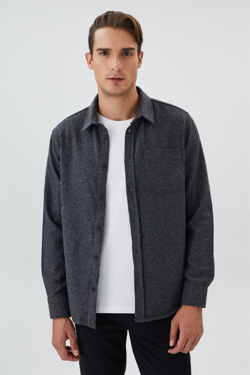 Harold Erkek Dokuma Uzun Kol Gömlek Antrasit