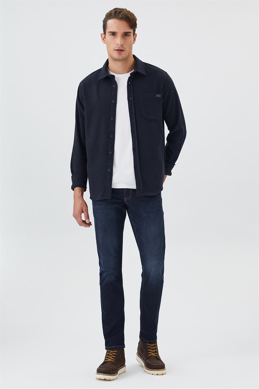 Harold Erkek Dokuma Uzun Kol Gömlek Lacivert