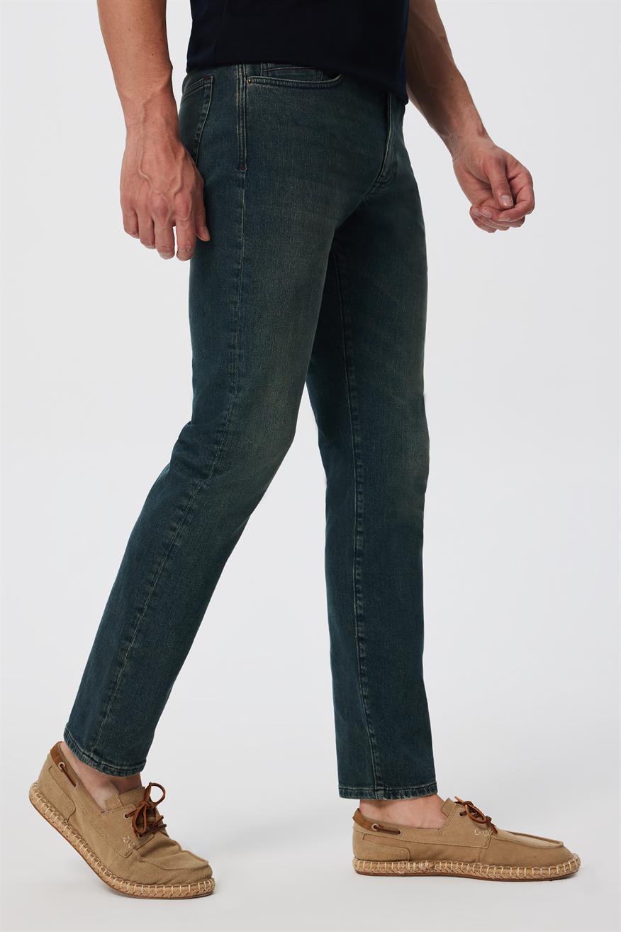 Harry Normal Bel Normal Kesim Düz Paça Yeşil Erkek Jean Pantolon