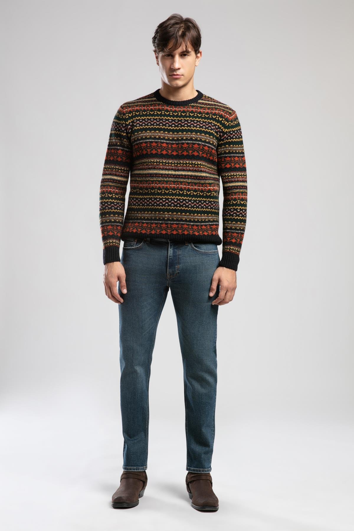 Harry Orta Bel Düz Kesim Düz Paça Mavi Erkek Jean Pantolon