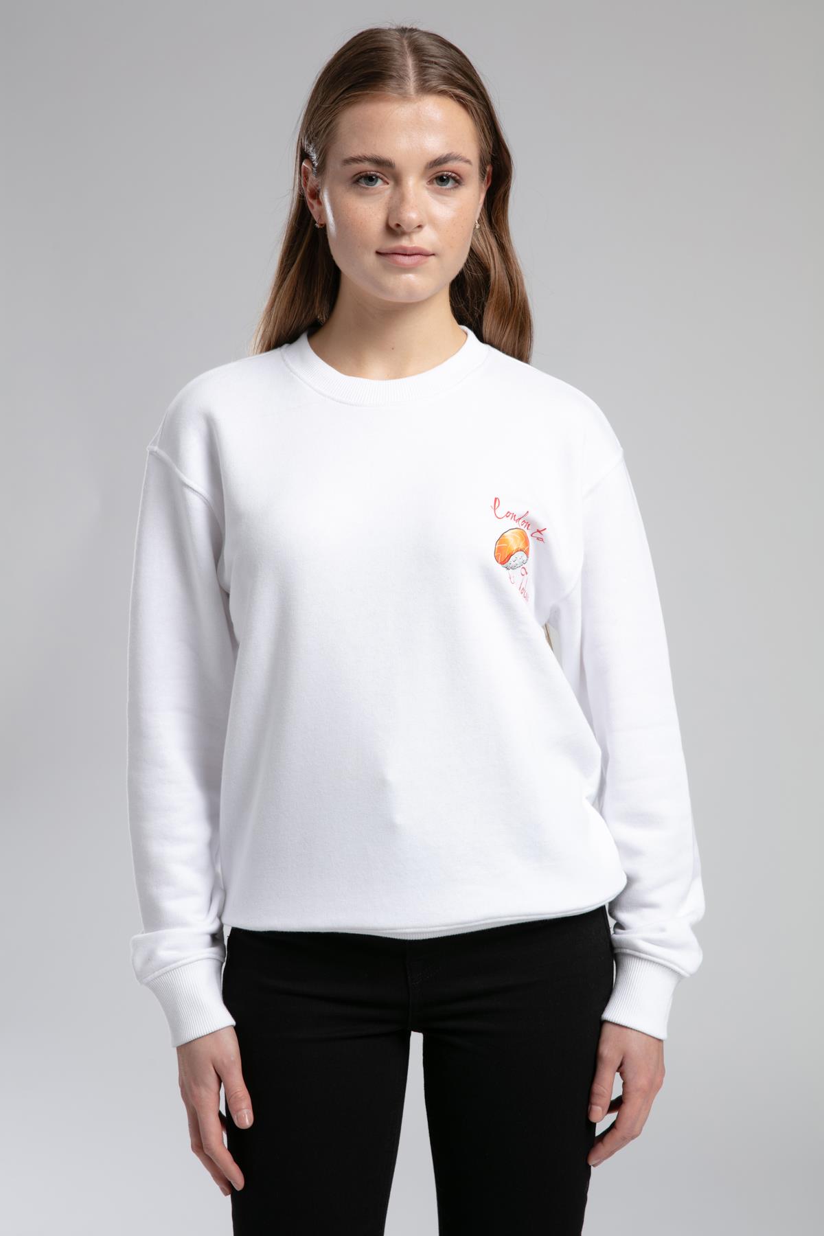 Hylda Kadın O Yaka Sweatshirt Beyaz