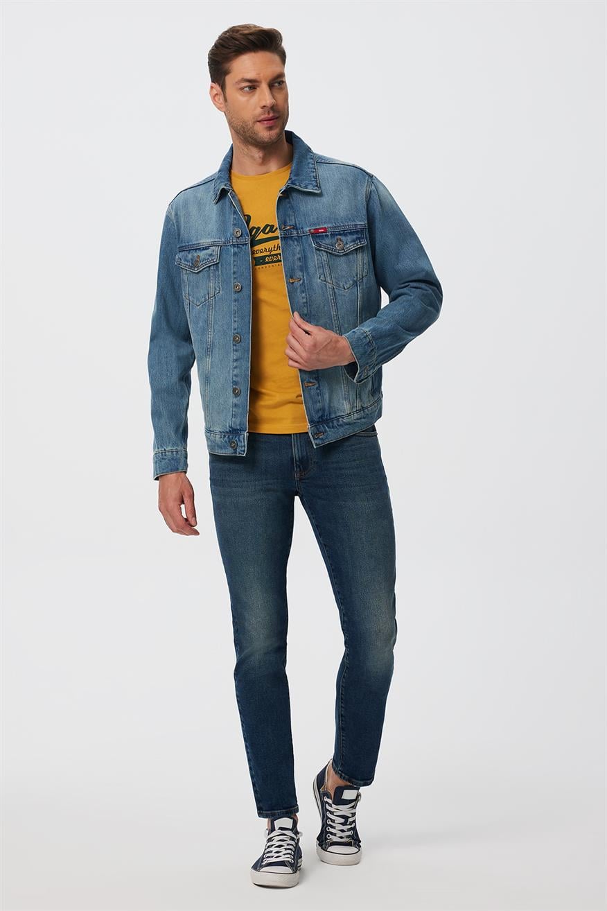 Jagger Erkek Jean Pantolon Leıpzıg Pure Blue Mıd