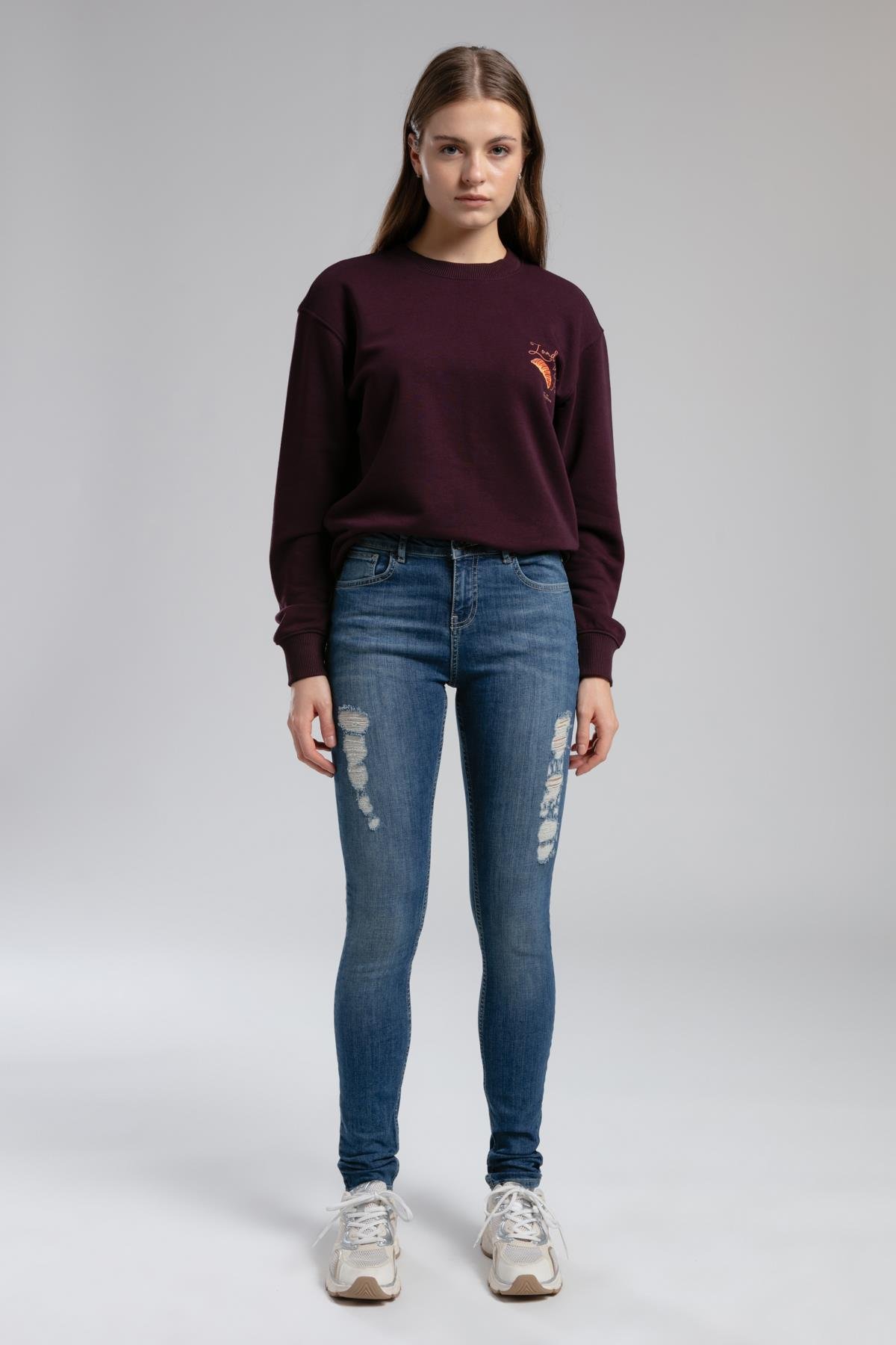 Jamy Yüksek Bel Dar Kesim Çok Dar Paça Mavi Kadın Jean Pantolon